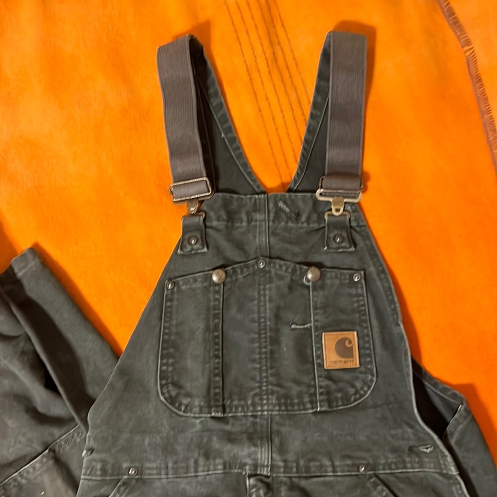 Dark Green Carhartt double knee Overalls